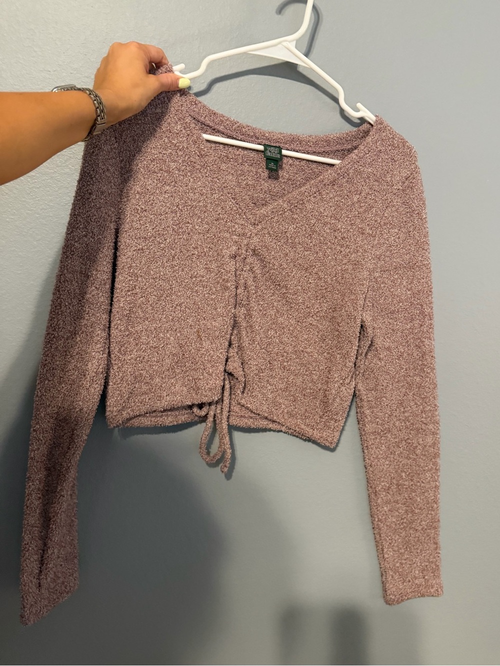 wild fable Mauve Drawstring V-Neck Crop Sweater